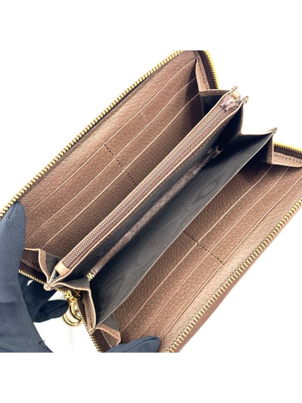 Gucci Ophidia Zip Around Leather Brown Beige Wallet Gold - Picture 3 of 15